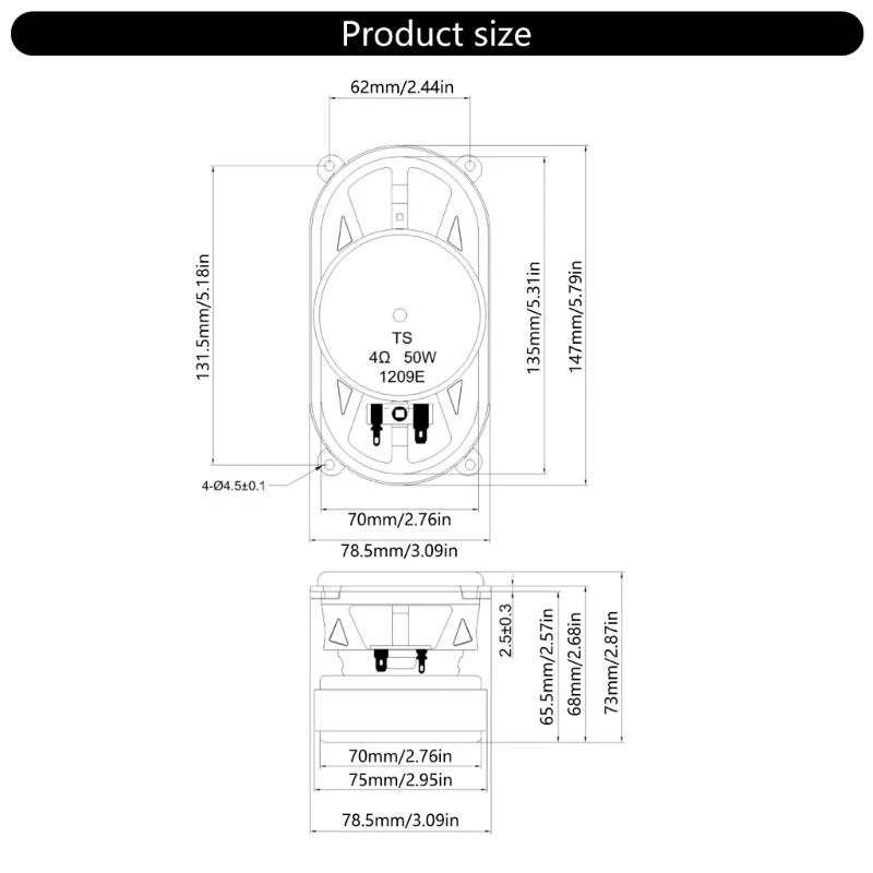 ลำโพงแม่เหล็กภายนอก D0UA 3x6inch พร้อมเอาต์พุตเสียงเบสลึกสำหรับโครงการ DIY