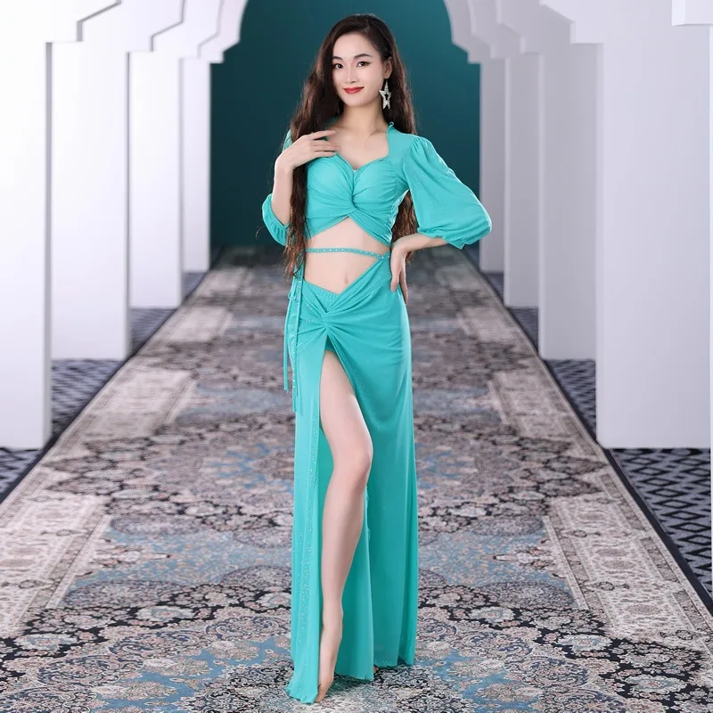 Customized Belly Dance Costumes Practice Dress New Long Skirt Performance Dress Sexy Beginner Belly Covering Female Suit Set