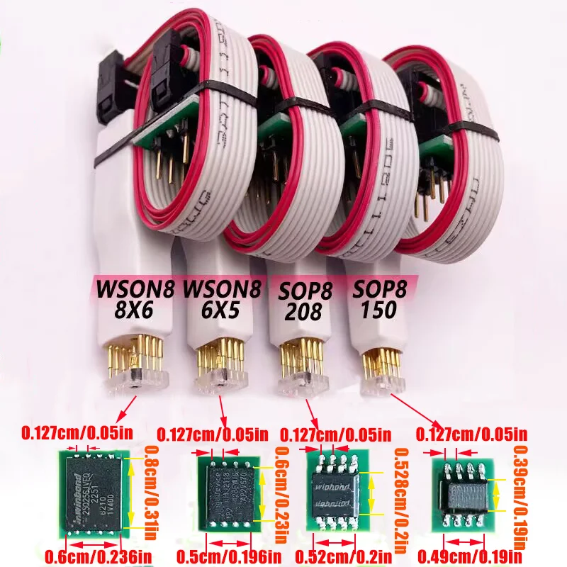 

4 шт. SOP8/SOIC/WSON8/QDFN8 чип загрузка считывание записи зонд пружинная игла флэш-чип горелка с расстоянием кабеля