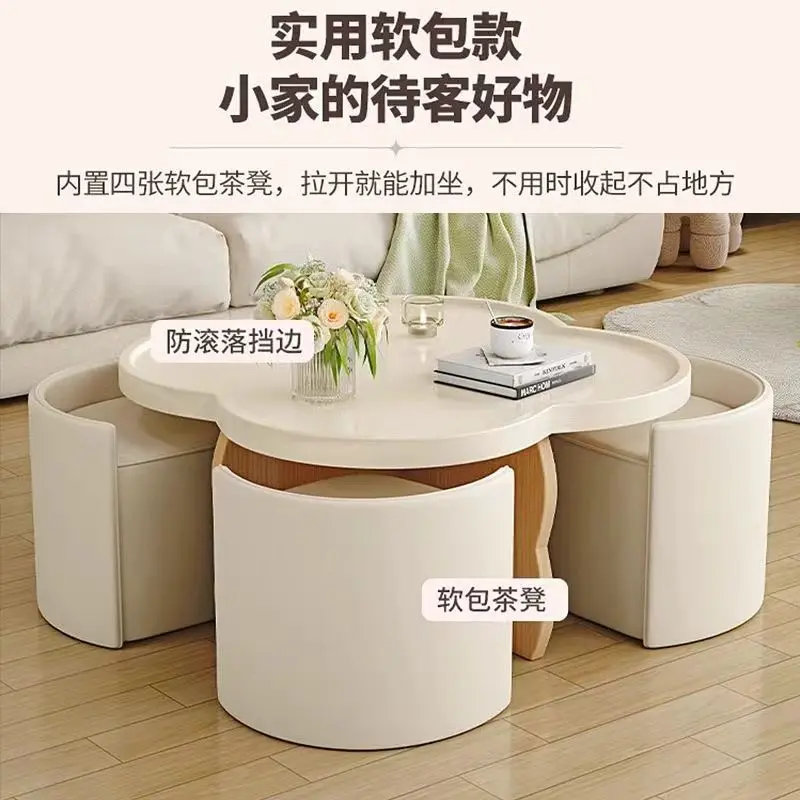 Cream coffee table, living room, small household unit Simple and creative internet celebrity circular table tea table