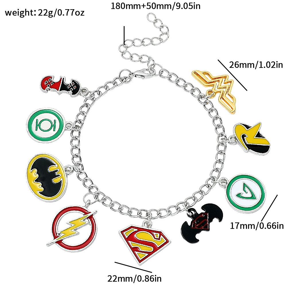 DC Movie Batman Charms Bracelet Superman Flash Batman Bracelet Charm Bangle for Women Men Jewelry