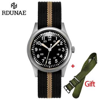 RDUNAE G10 34,5mm reloj militar Retro 316L acero inoxidable K1 cristal Mineral luminoso personalidad deportes cuarzo hombres piloto reloj