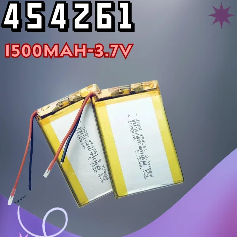 2025-1500mAh 5 3.7V .55Wh Rechargeable Lithium Polymer Battery 454261 for GPS Camera Driving Recorder Bluetooth Speaker Battery