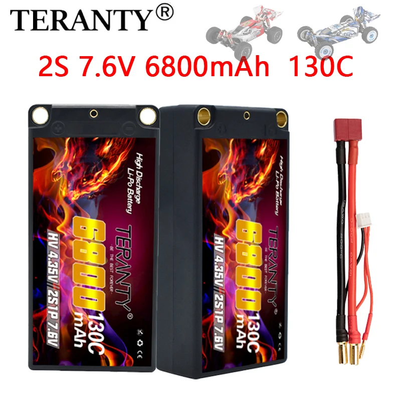 2Pcs TREANTY 2S Lipo Battery 7.6V 6800mAh 130C with XT90/T/XT60 Connector for RC Buggy Truggy Vehicle Car Truck Tank Racing Hobb