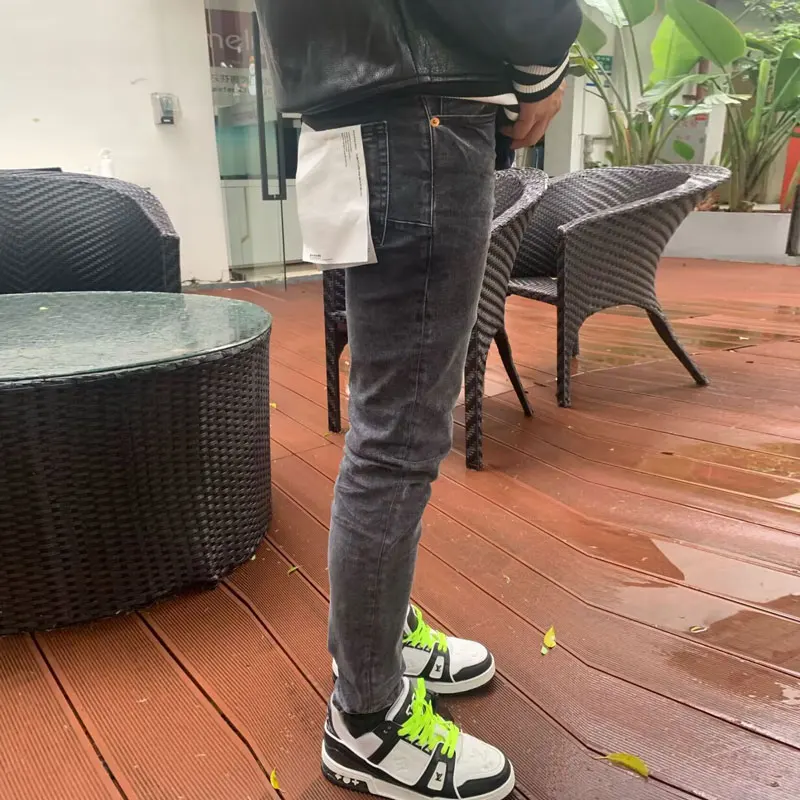 High Street Fashion New Jeans Elastic Slim Fit Retro Wash Black Jeans Hip Hop Brand Versatile Pants