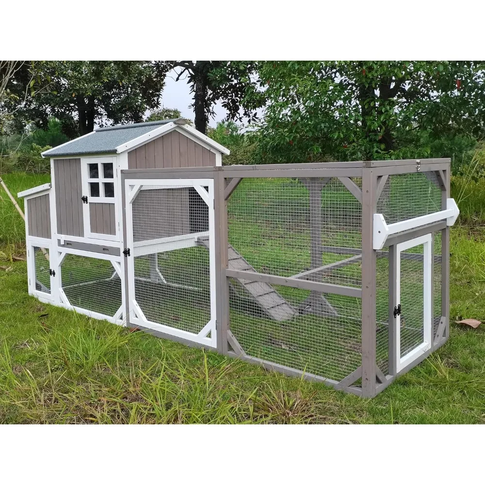 

95.3" L Portable Chicken Coop Tractor Hen House with Nesting Box,Chicken Coops Chicken House,2 Story Wooden Indoor Outdoor Poult