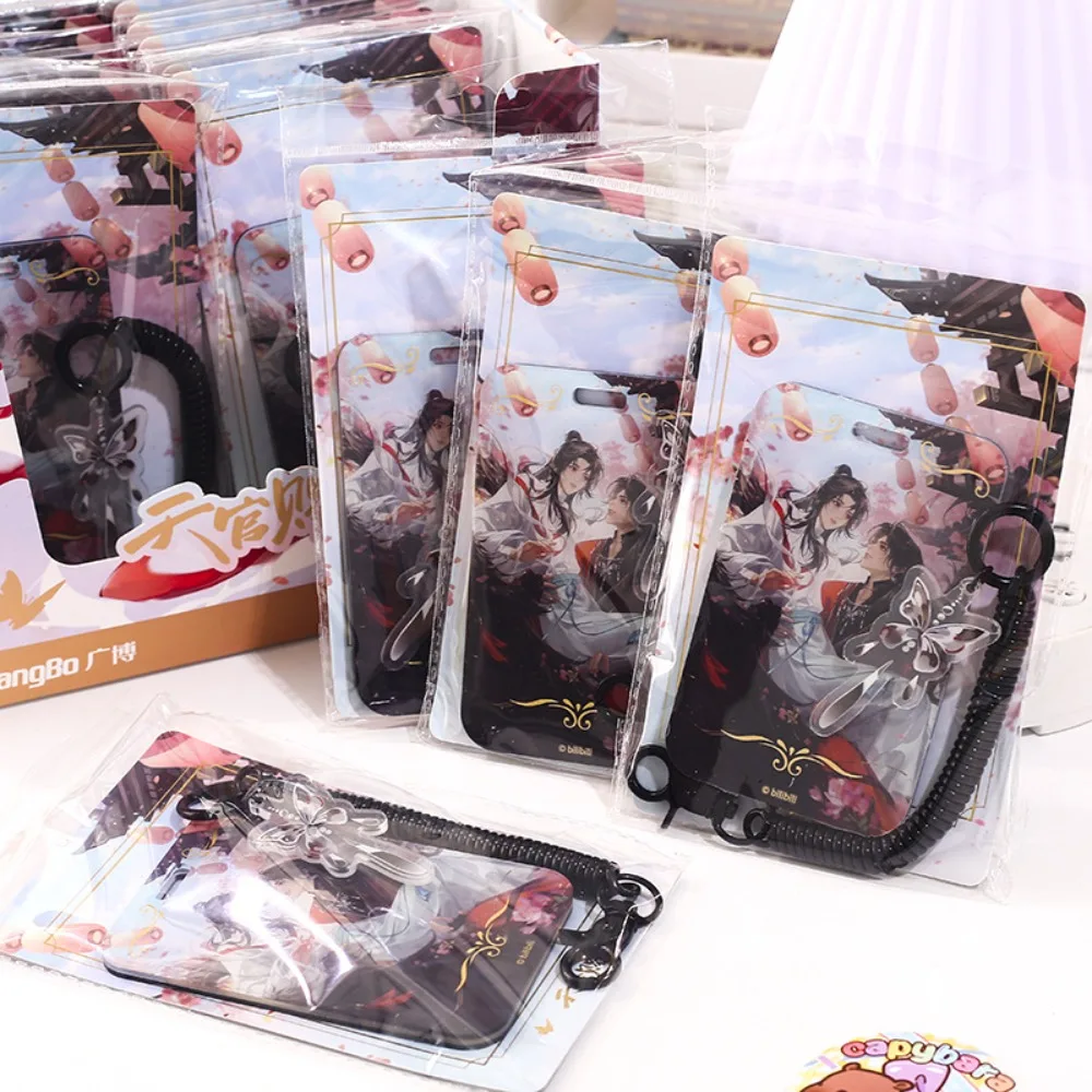 حامل بطاقات أكريليك من Heaven Official's Blessing - بضائع أنيمي مع غطاء حماية لبطاقة الأبعاد بحبل زنبركي للمعصم