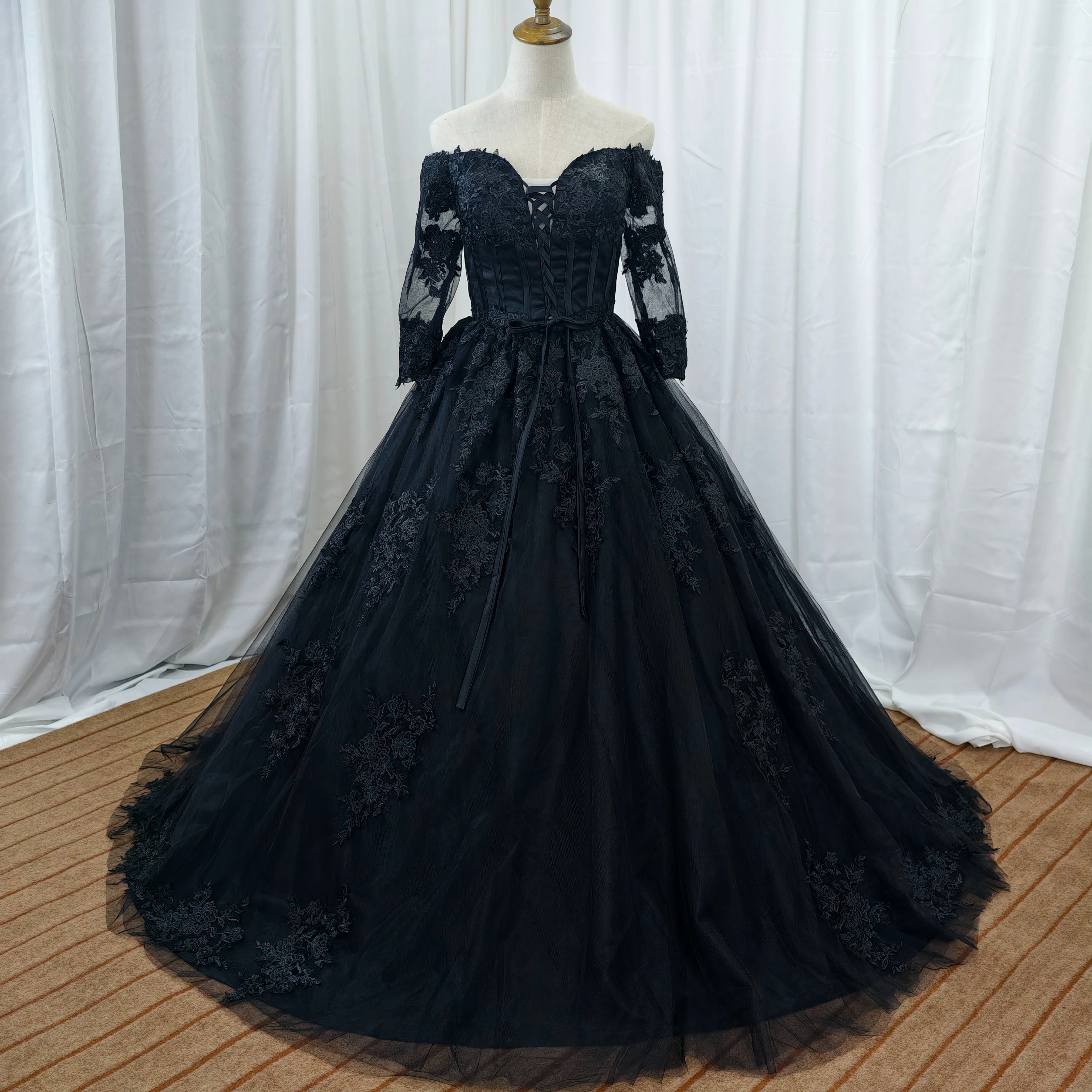 Stock Wedding Dress Black Wedding Dress Cheap Wedding Gown Gothic Wedding Dress Party Dress Customized