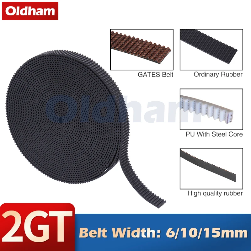 GT2-6mm Open Timing Belt Width 6/10/15mm GT2 belt PU With Steel Core Belt 2GT Rubber Synchronous Belt Low dust 3D Printer Parts