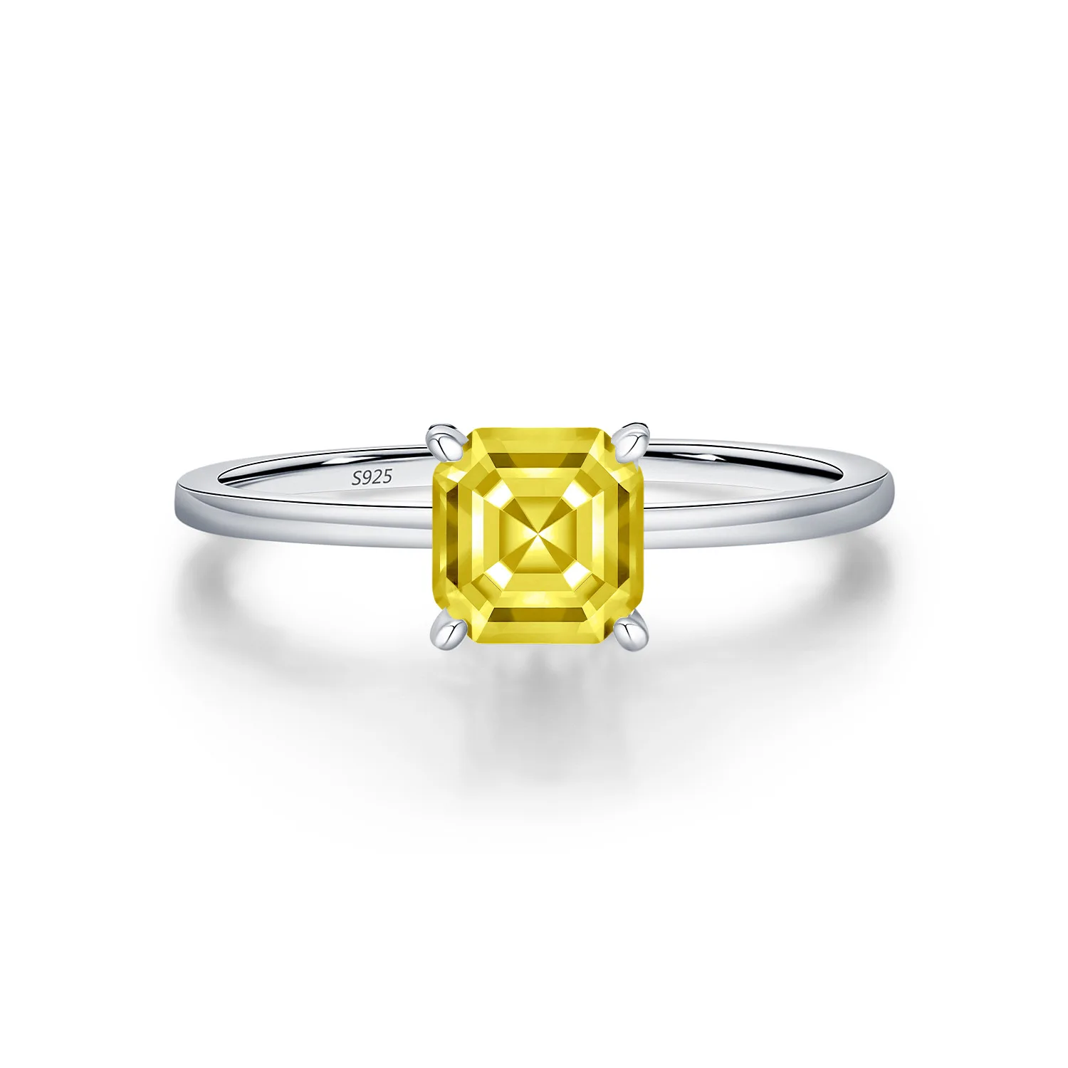 

New Asci Yellow Diamond S925 Sterling Silver Ring Women's Minimalist Series Plain Ring Diamond Ring Hot Sale Jewelry