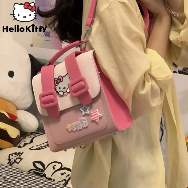 Sanrio Hallo Kitty niedlich rosa Taschen Cartoon Star kleine quadratische Tasche Frauen Japan Stil Mode Cambridge Tasche y2k Mädchen süße Rucksäcke