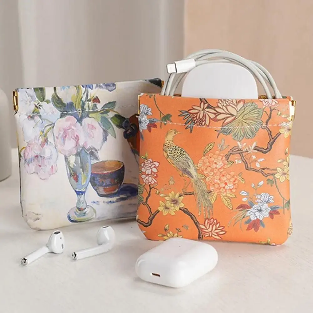 محافظ عملات معدنية بإغلاق تلقائي لطيور الزهور للنساء ، حقيبة مستحضرات تجميل ، حقيبة أحمر شفاه للسفر ، حقائب تخزين من البولي يوريثان مقاومة للماء ، موضة #5