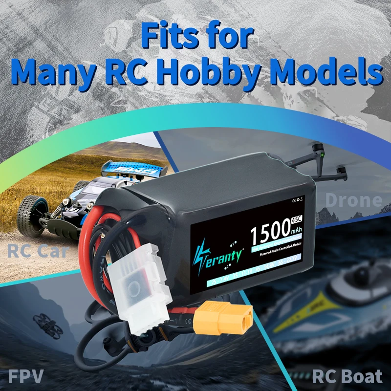 TERANTY Lipo Battery 4S 14.8V 1500mAh 45C With T XT30 XT60 Plug For RC Car Boat FPV Drone Quadcopter Airplane Helicopter Hobby