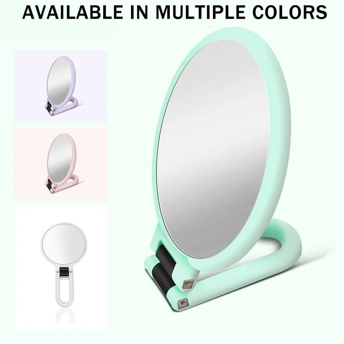 CASBathroom-Miroir de maquillage grossissant U100, miroir à main portable et pliable, outil de maquillage double face