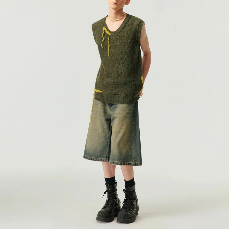 OEM Streetwear Vintage Washed Jean Denim Jort Shorts Manufacturer Baggy Blank Custom Jeans Jorts Short Men