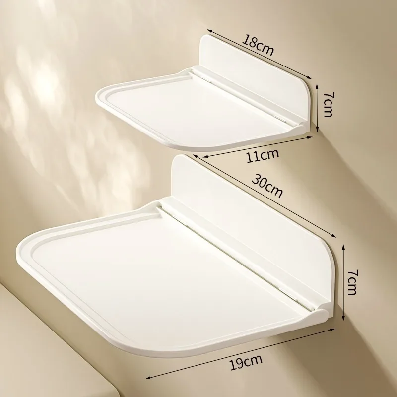 Folding Wall Mounted Shelf Punch Free Foldable Storage Rack Phone Holder Wifi Router Tray Bathroom Organizer Space Saving