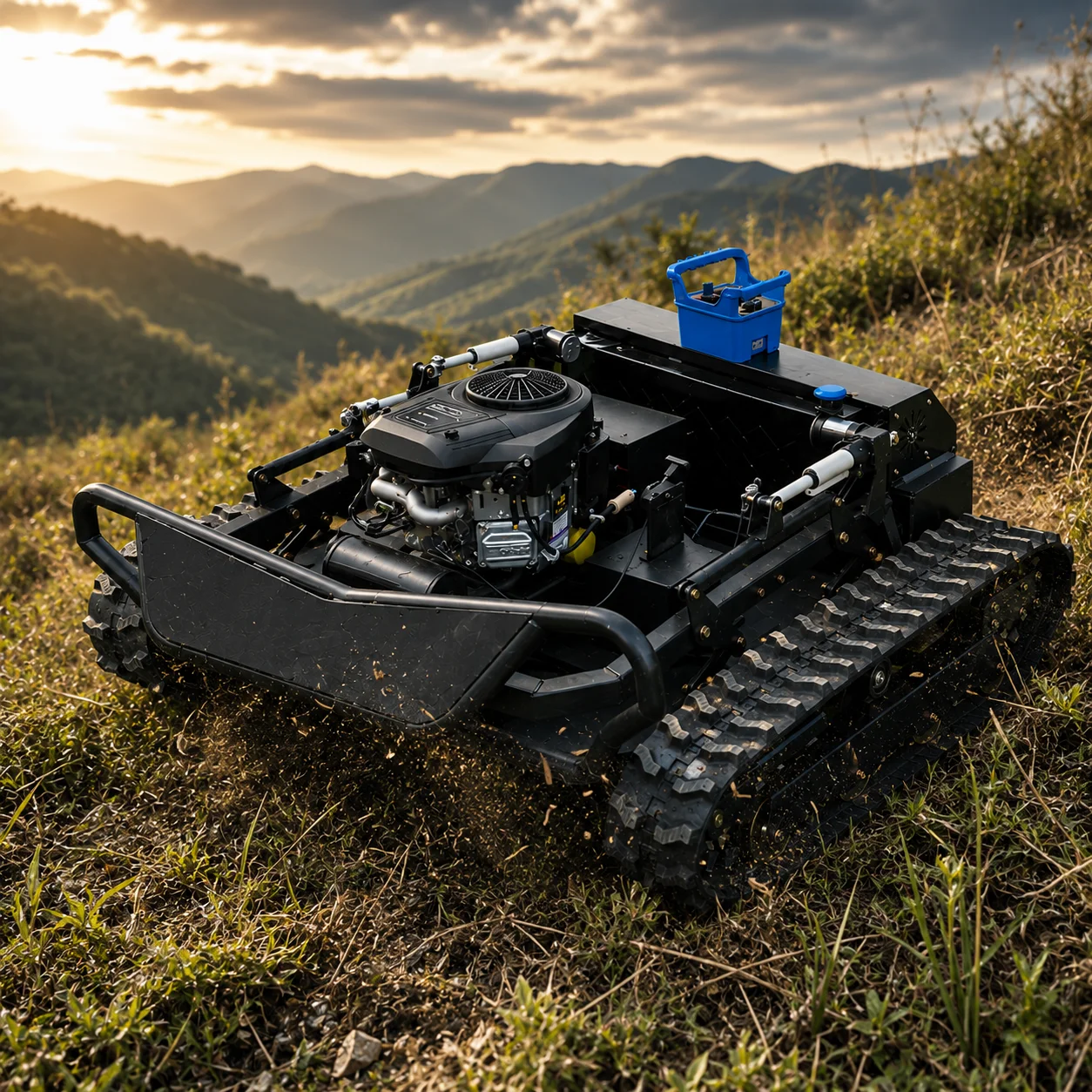 

Custom Remote Control Lawn Mower Tracked Grass Cutter Robot for Hills Farm Garden Weed Cutting Machine
