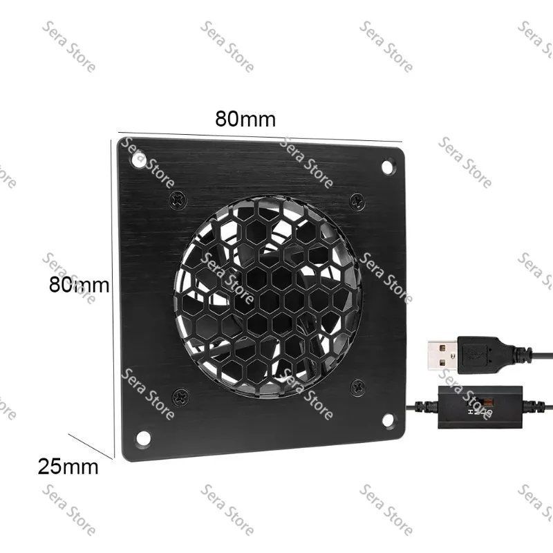 80mmUSB Fan with Temperature Control and Multiple Speeds for Router Cabinet 3-Speed 6-Speedand 10-Speed for Ventilation Cooling