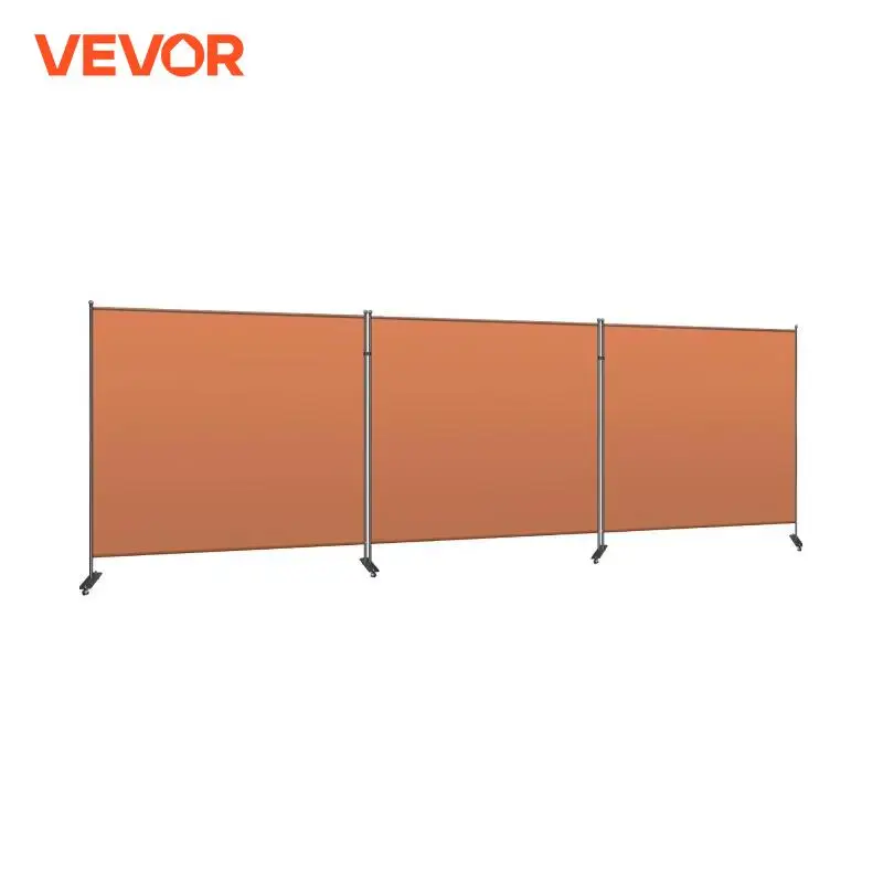 VEVOR-Divisor de pared con ruedas universales bloqueables, Panel de 3 paneles para dormitorios, salas de conferencias, 216x72 pulgadas, color Naranja