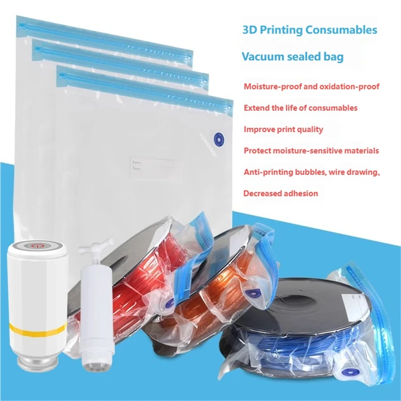 

3D Printer Filament Vacuum Bag with USB Rechargeable Electric Air Pump, Vacuum Sealing For PLA ABS PETG Filament Storage Dry ﻿