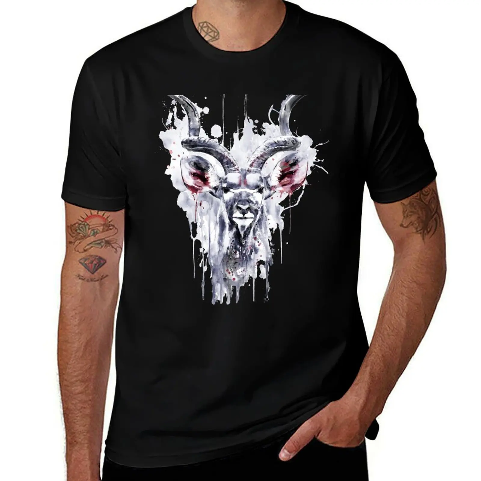 

Spiral Greater Antelope Kudu Horned T-Shirt Summer Sports Quick Dry T-Shirt