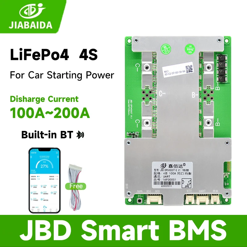 jbd-bms-4s-12v-lifepo4-for-car-start-battery-100a-150a-200a-charge-protect-with-uart-heating-series-connect-jiabaida-smartbms