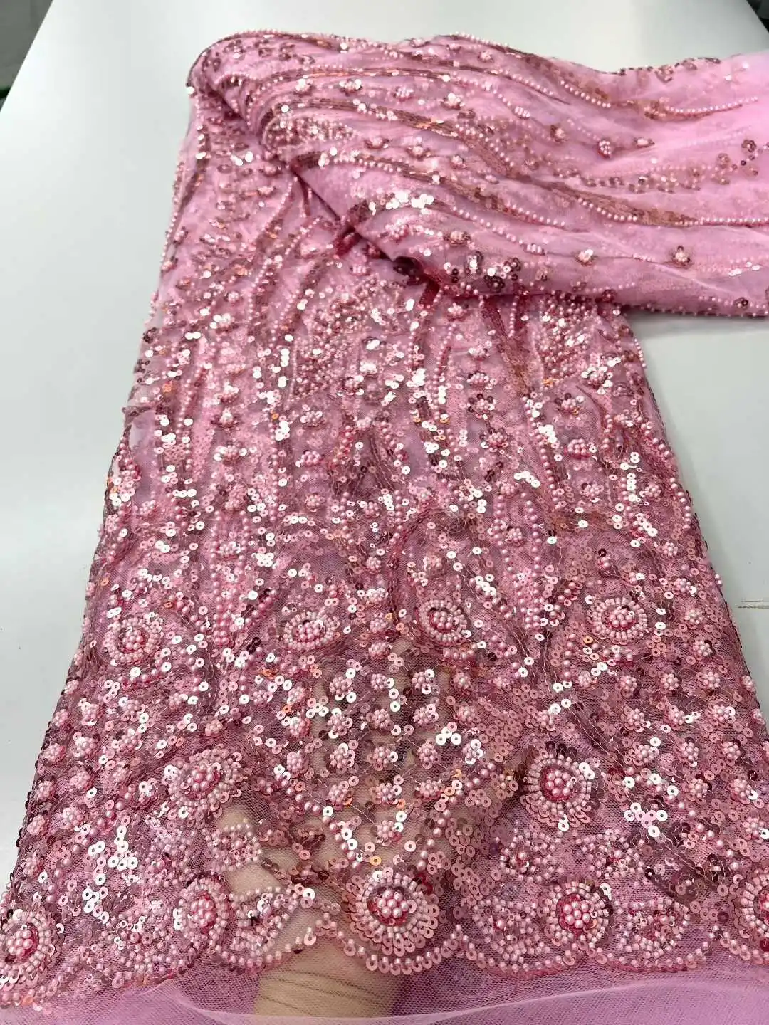

Luxury African Beads Lace 2026 High Quality Handmade Sequins Fabric for Evening Party Dresses Nigerian Style