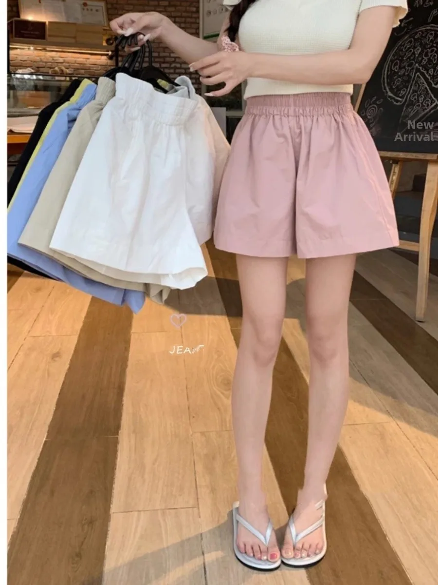 

plus Size Women's Elastic High Waist Wide Leg Short Pants Summer Casual Sports Hot Shorts Trendy plus Size Comfortable Shorts
