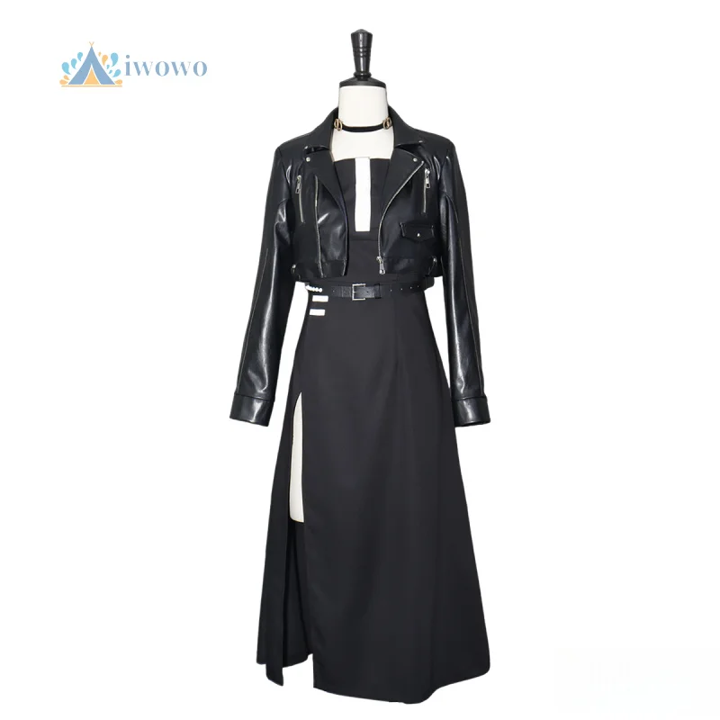 

Game The Hundred Line Cosplay Costume Sizuhara Hiruko Black leather jacket Dress Daily Uniform Halloween Carnival Party Suit