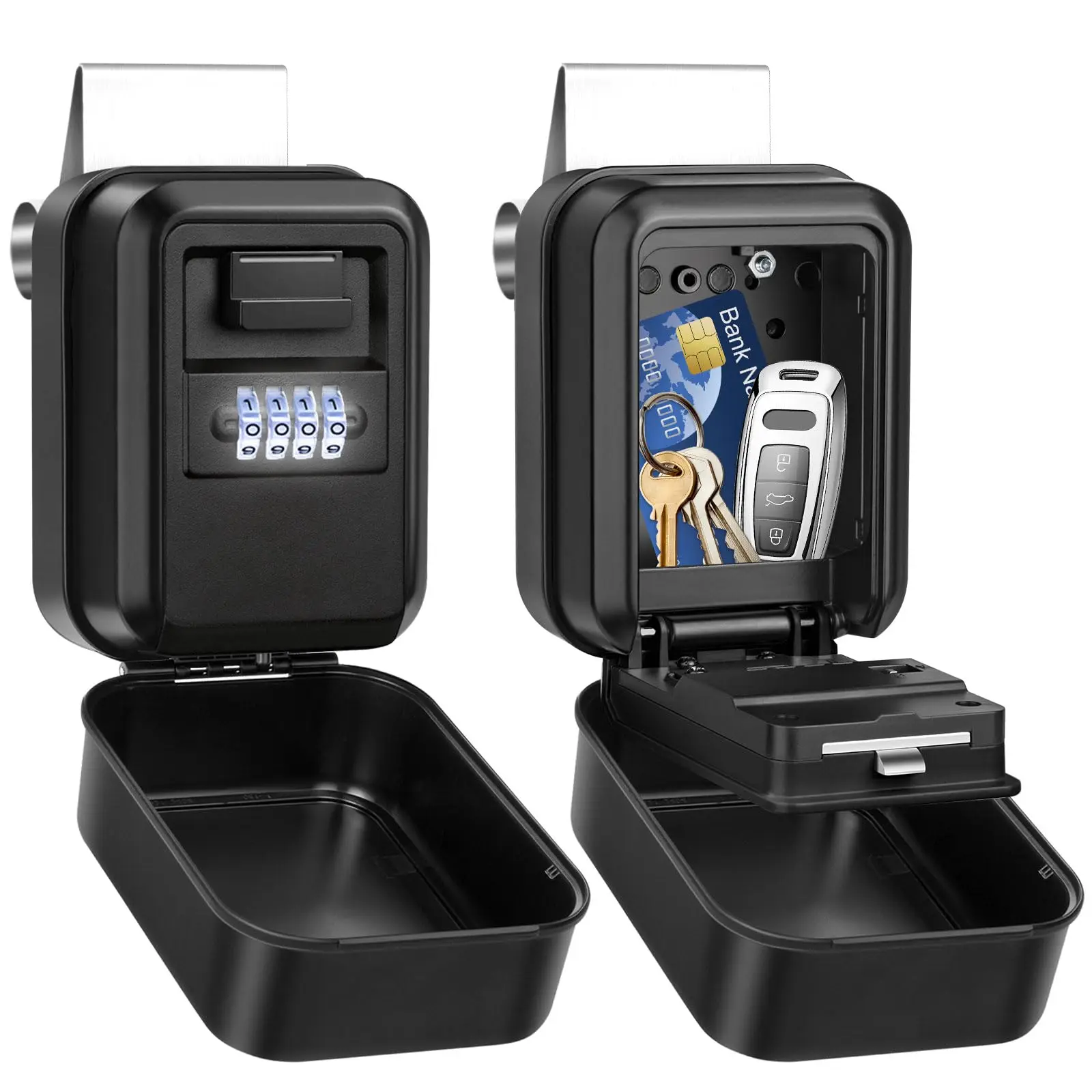 Car Key Lock Box with Light Up Dials Metal Body Key Lockbox for Car Window Scratch-Proof Intended Include RFID Signal-Blocking