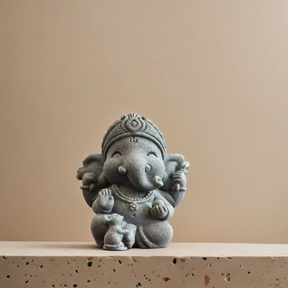 Auspicious little elephant with traditional divine‑beast motifs, stands for luck, wealth and peace.