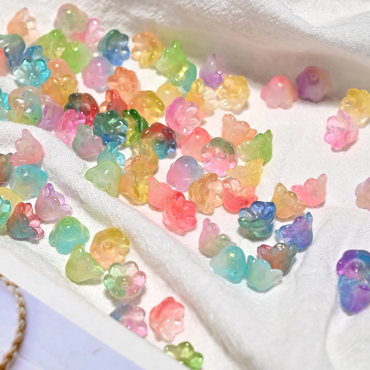 150Pcs Acrylic Gradient Lily of the Valley Flower 12MM Bellflower Loose Beads DIY Necklace Jewelry Making Needlework Diy Charm