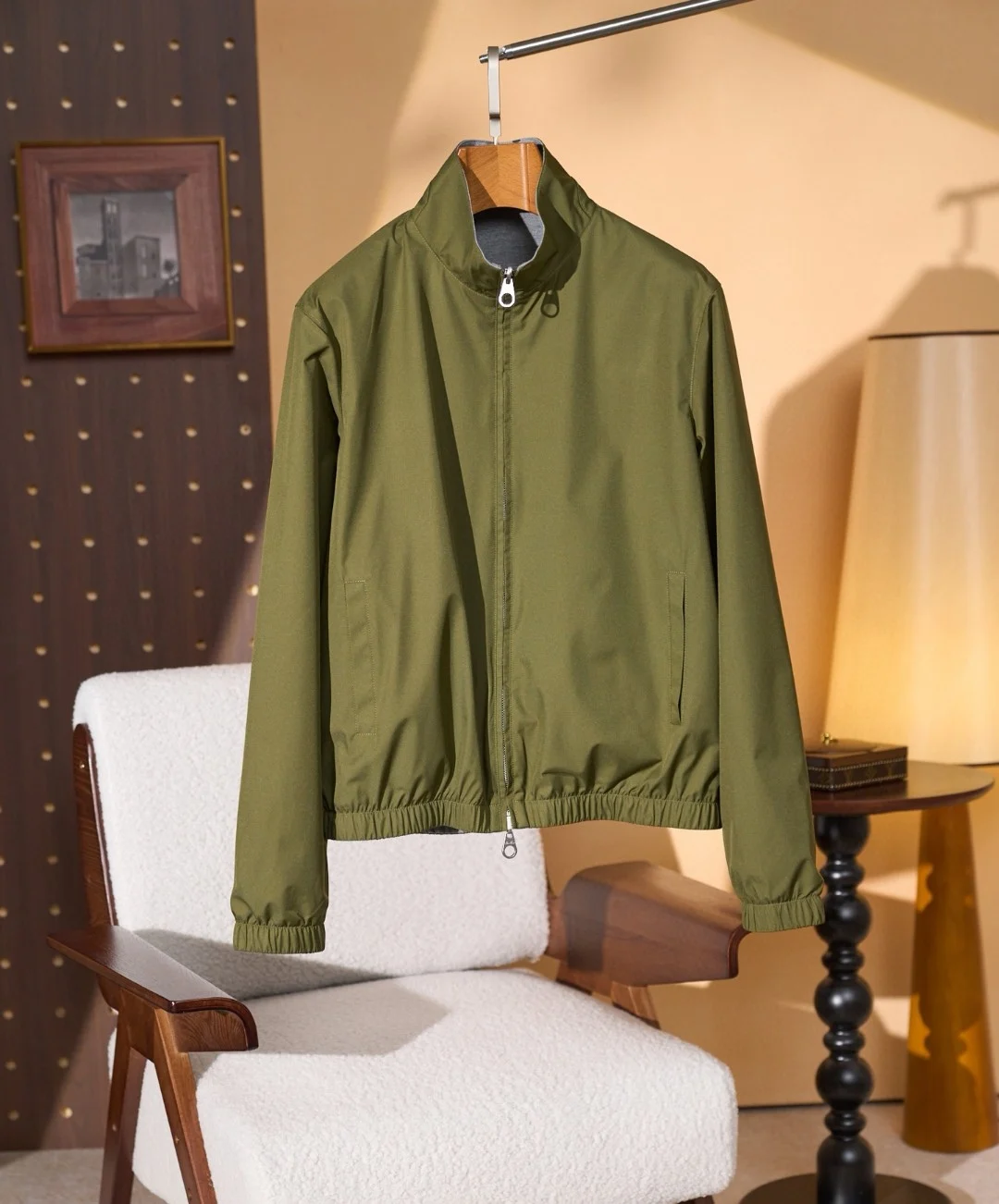Italian Style Men's 100 Wool Double-Sided Wearable Pilot Jacket Stand Collar Windproof Waterproof Outerwear Spring 2026