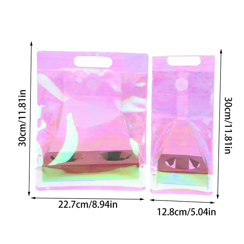 5/1Pcs High Grade Milk Tea Packaging Bag For Takeout Portable Bag Plastic Pink Laser Disposable Coffee Gift Packaging Bag