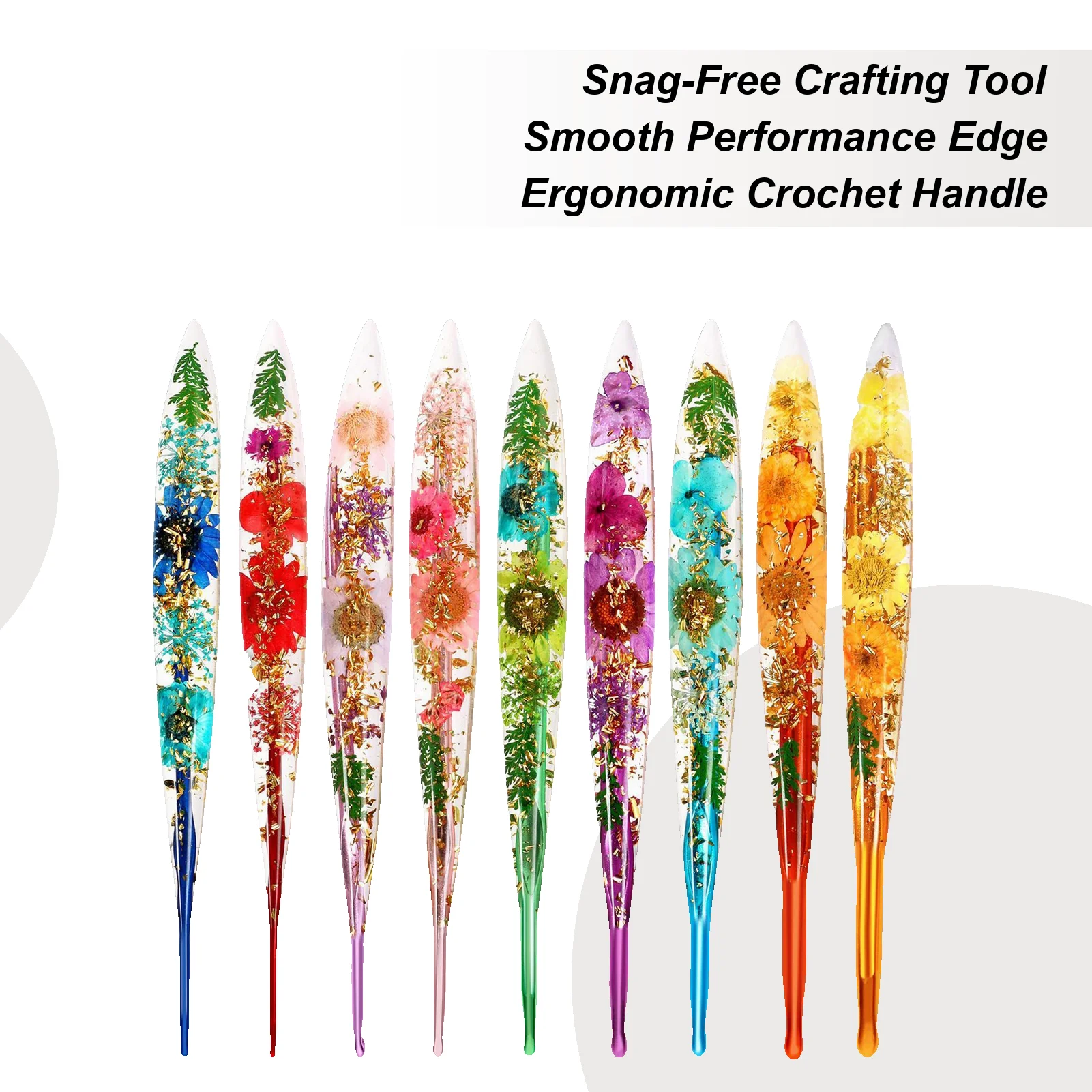 

Resin Crochet Hooks Set Floral Pattern Ergonomic Resin Craft Yarn Weave 9 Pieces Knitting Needles Crochet Kit For Blanket Doll