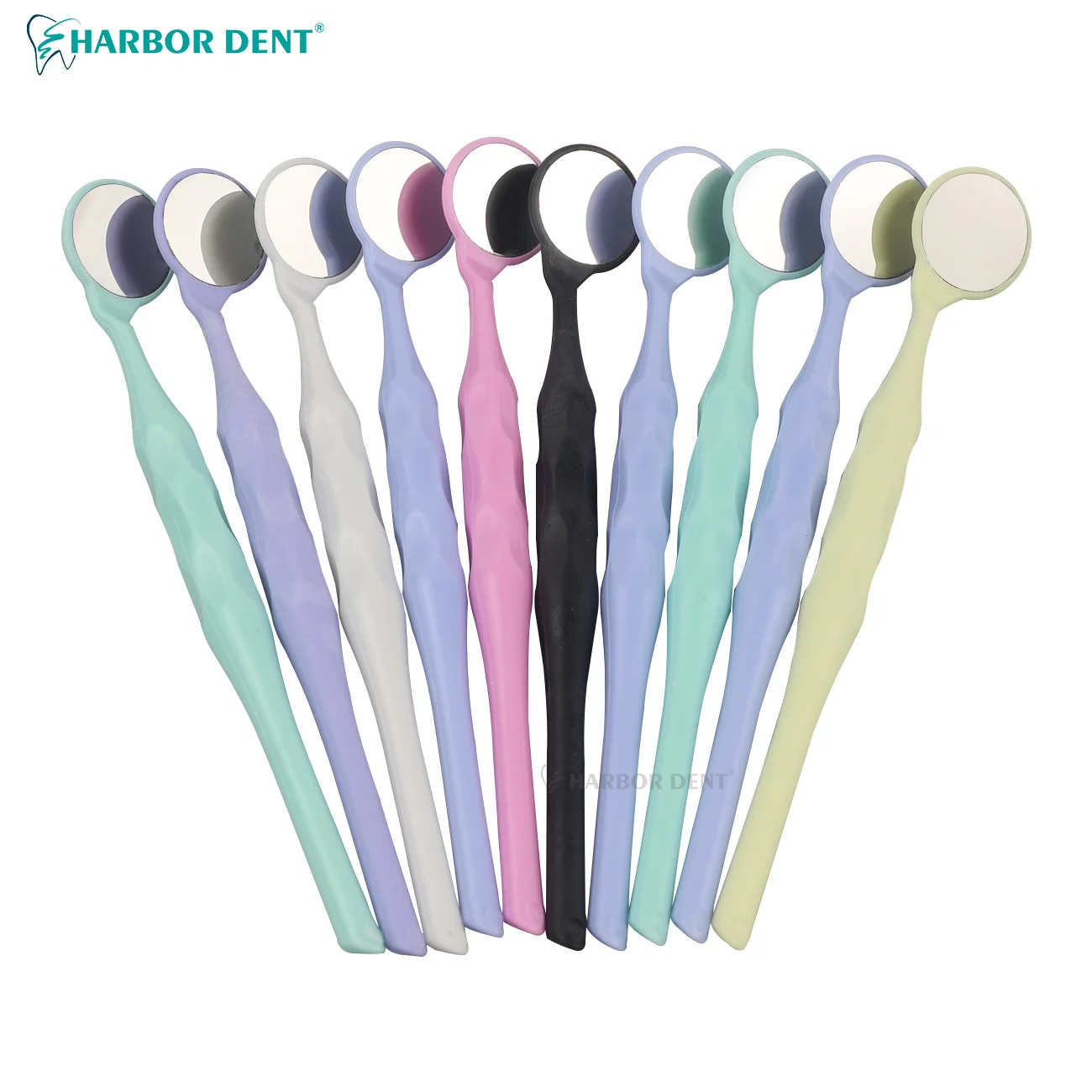 10pcs/Box Dental Colorful Anti-fog Dental Mouth Checking Mirror Single Sided Surface Exam Mirrors Reflectors With Handle