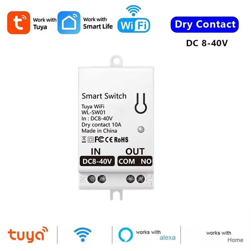 Tuya Smart Wifi وحدة تبديل الاتصال الجاف 10A Home Universal DIY Breaker Relay العمل مع Smart Life Alexa