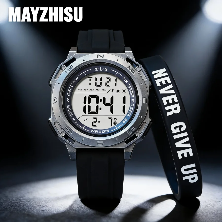 Electronic Sports Watch for Men Children Teen Luminous Waterproof Digital Wristwatch Stopwatch Date Alarm Clock Silicone Strap