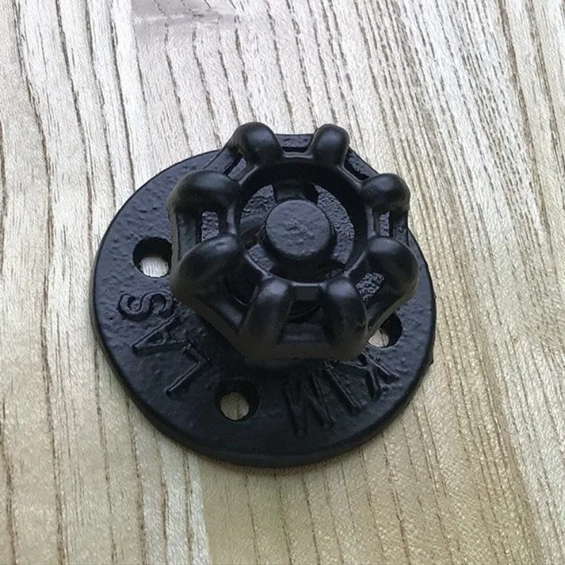 

1Pc Black Rustic Iron Barn Door Pull Knob Hand Wheel Steering Cloth Hat Hook