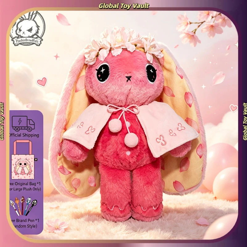 Plushiedreadfuls Cherry Blossom Rabbit Popular Plush Toy Pink Long Ear Stuffed Doll Soft Flower Wreath Cute Home Decor Doll Gift