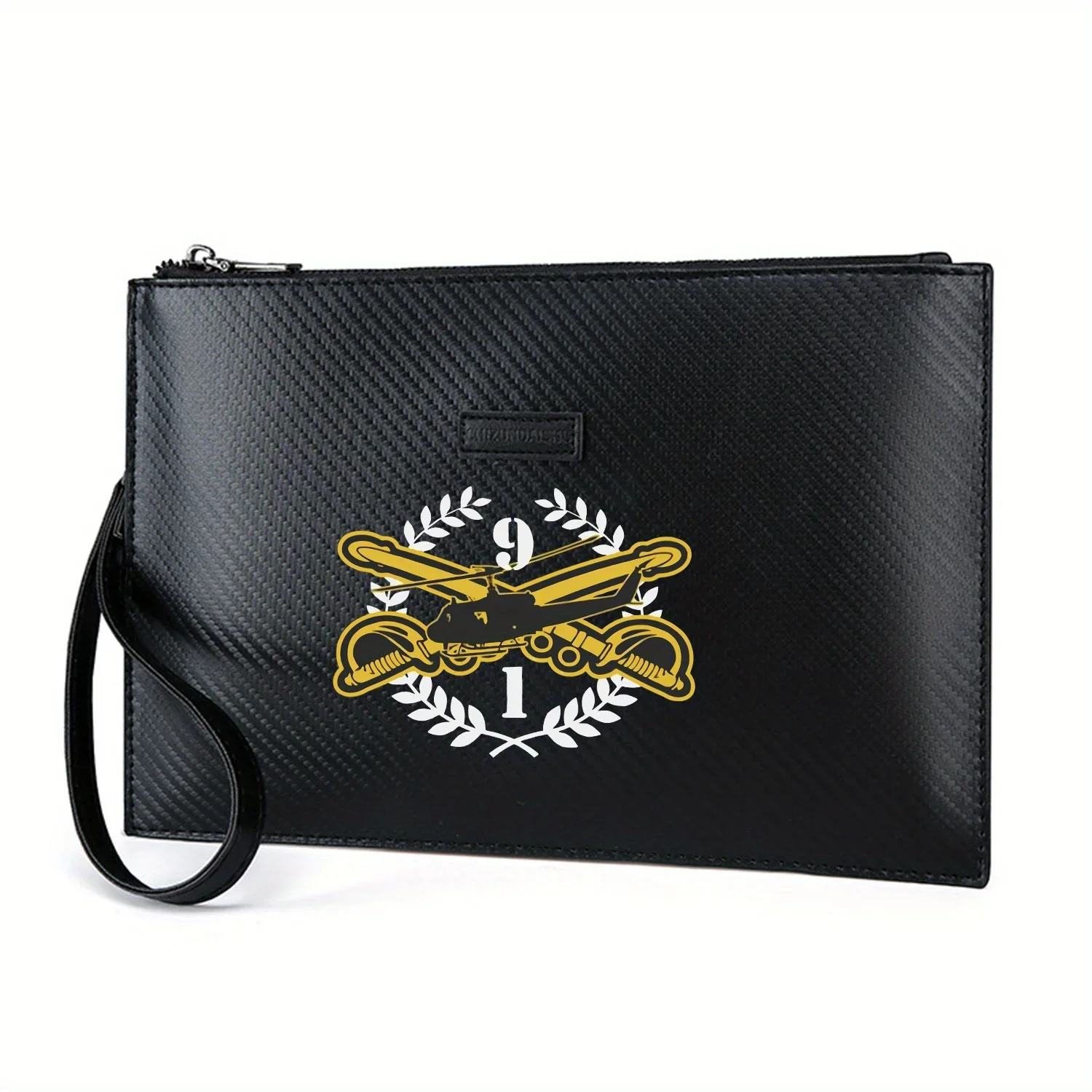 

Helicopter nine one wreath badge emblem Elegant Printed PU Men's Handbag Fashionable and Practical for Everyday Carry