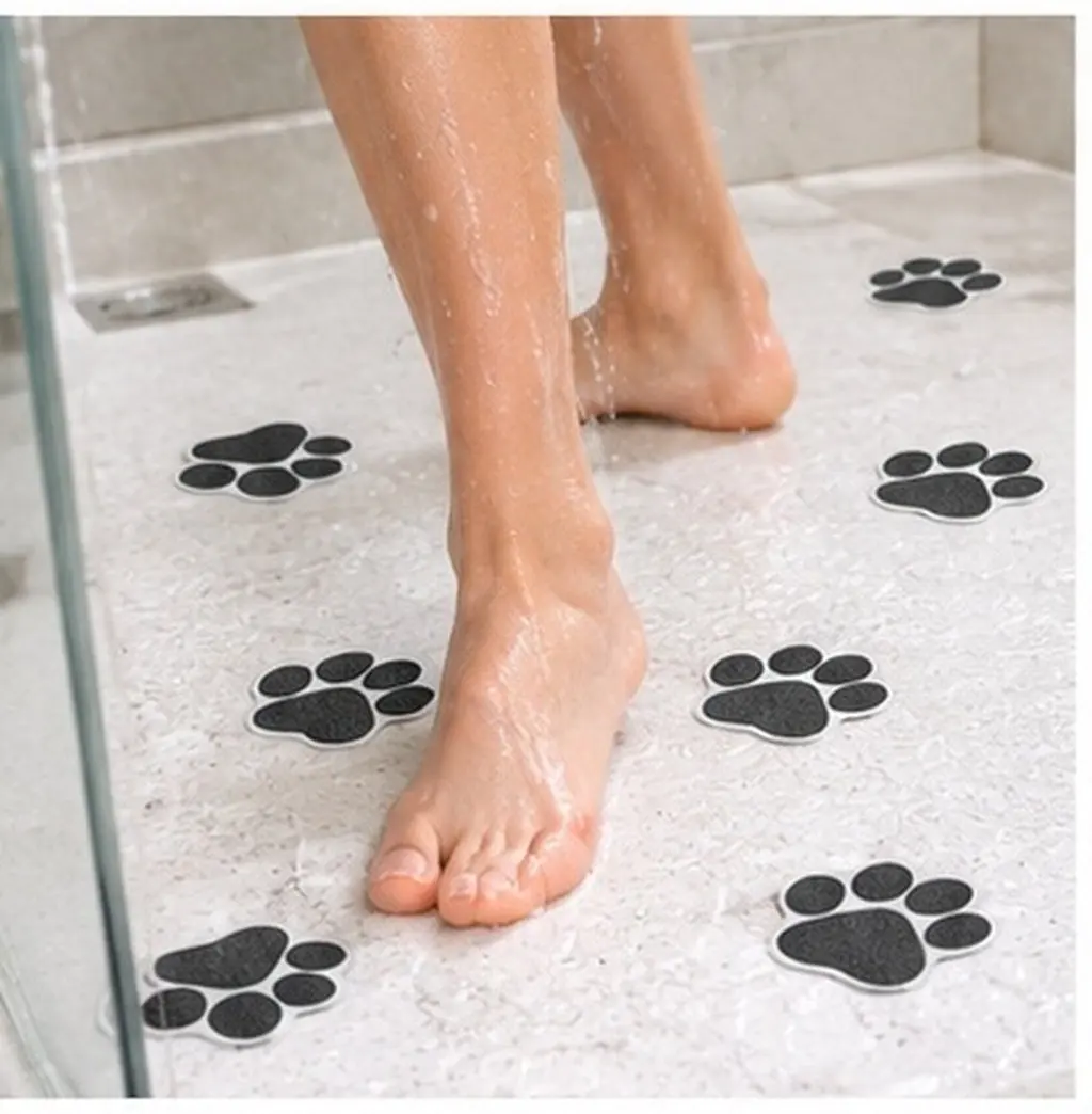 10Pcs Dog Paw Non-Slip Bathtub Stickers Shower Floor Grip Decals for Bathroom Kitchen Stairs Pool Ladder Tub Anti-Slip Safety
