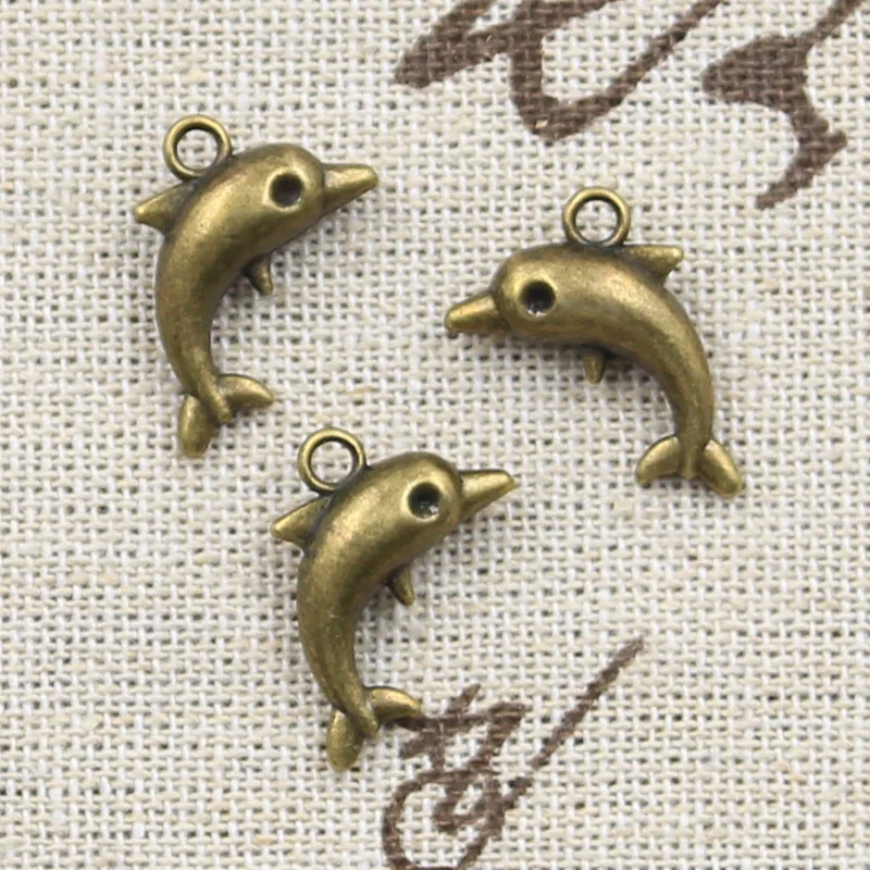 12 sztuk Charms piękny delfin 18x11mm antyczne tybetański brąz srebrny kolorowy wisiorek ustalenia DIY Choker w stylu Vintage ręcznie robiona biżuteria — zdjęcie 3