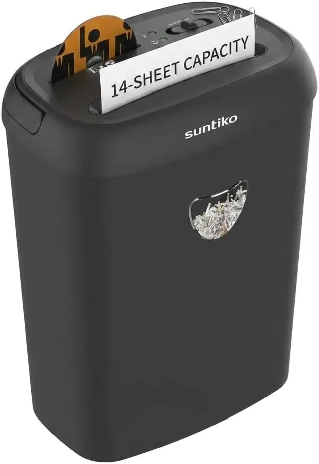 Heavy-Duty Cross-Cut Paper Shredder with 14-Sheet Capacity for Home and Office