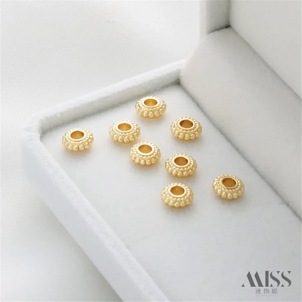 

14K Gold Bag Color Large Hole Wheel Gear Bead Spacer Gasket DIY Flying Saucer Beaded Loose Bead String Jewelry Accessories