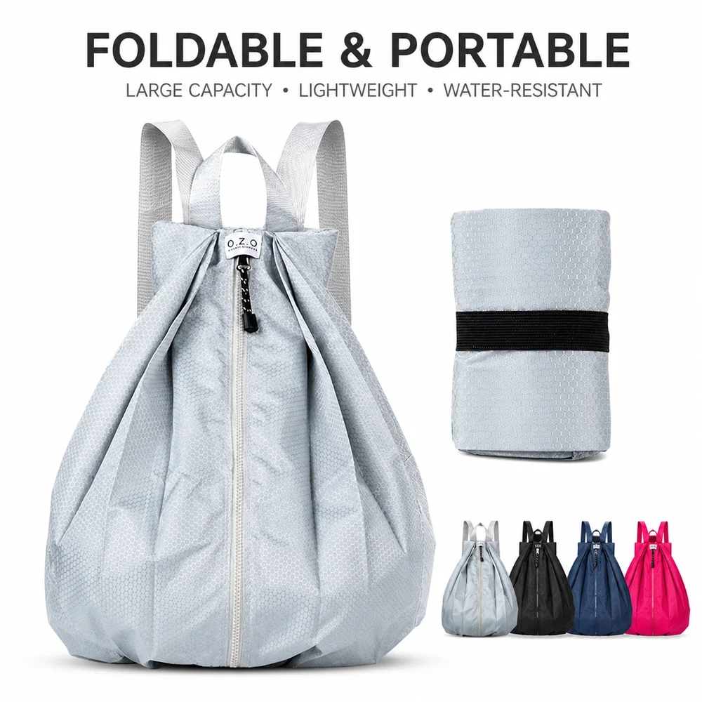New Nylon Folding Backpack Waterproof Adjustable Straps Outdoor Backpack Portable Large Capacity Rucksack Camping