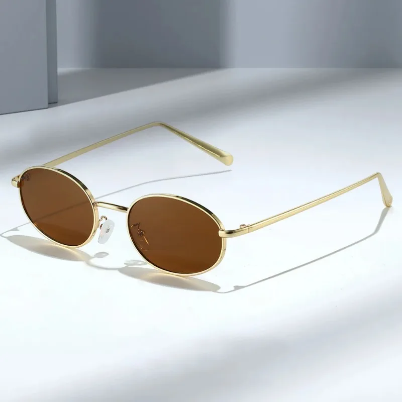 Gafas de Sol Retro Ovaladas Pequeñas con Estampado de Leopardo para Mujer, Montura de Color Sólido, Sin Maquillaje, Gafas para Hombre con Protección UV400