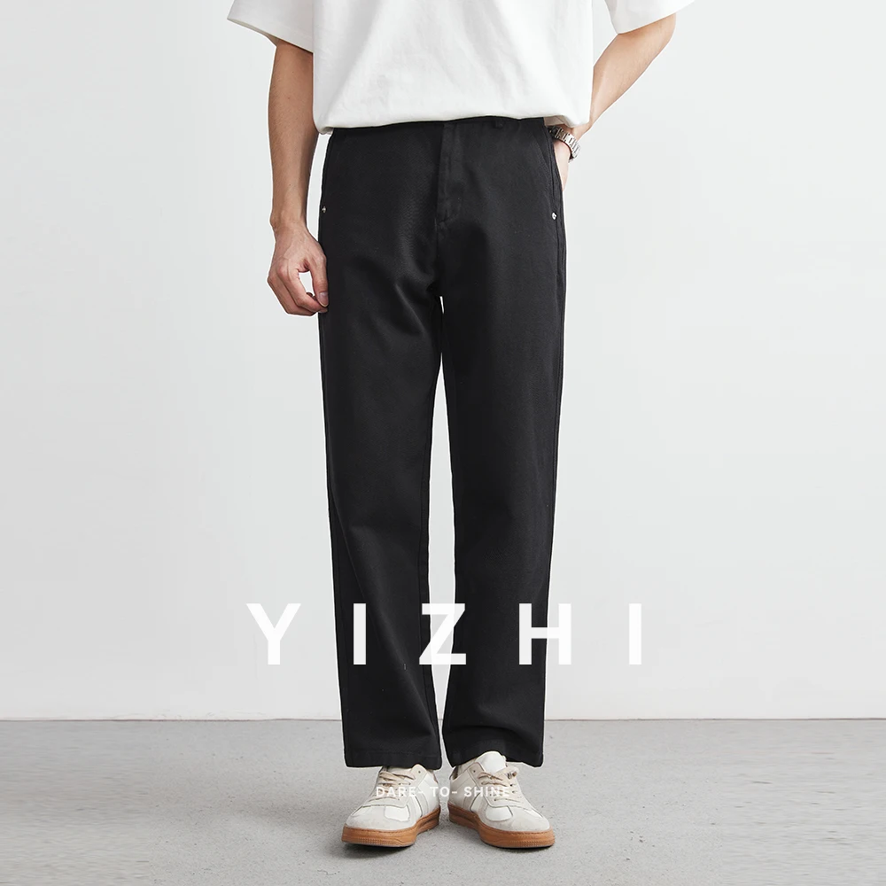 2025 Men's Fashion Cotton Casual Pants Summer and Autumn 2025 New Straight-leg Versatile Men's Loose Wide-leg Pants Trousers