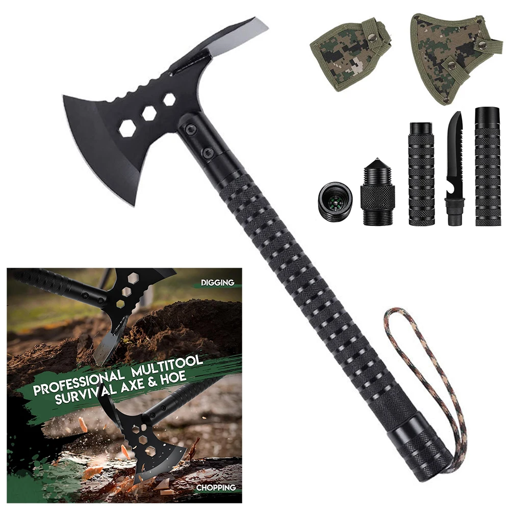 Multifunctional Survival Axe Kit,Outdoor Hammer Tactical Axe Set,Quick Draw Self Defense Survival Equipment Camp Engineer Axe