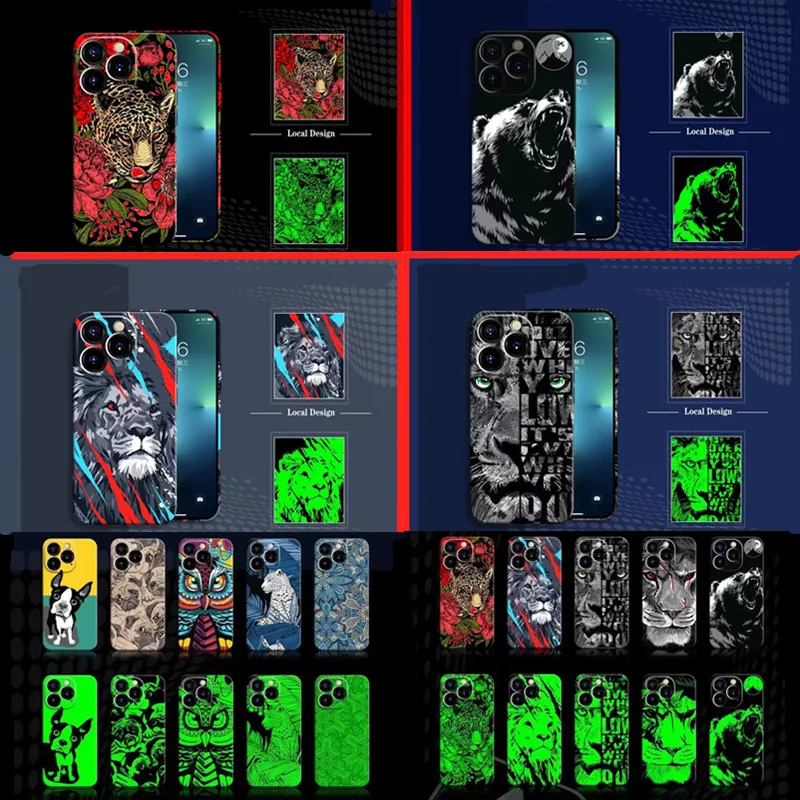 Luxo Animals Matte TPU Night Lights Back Cover for iPhone 16 Pro Max 15 13 14 Luminous  Elephant Pattern Soft Case